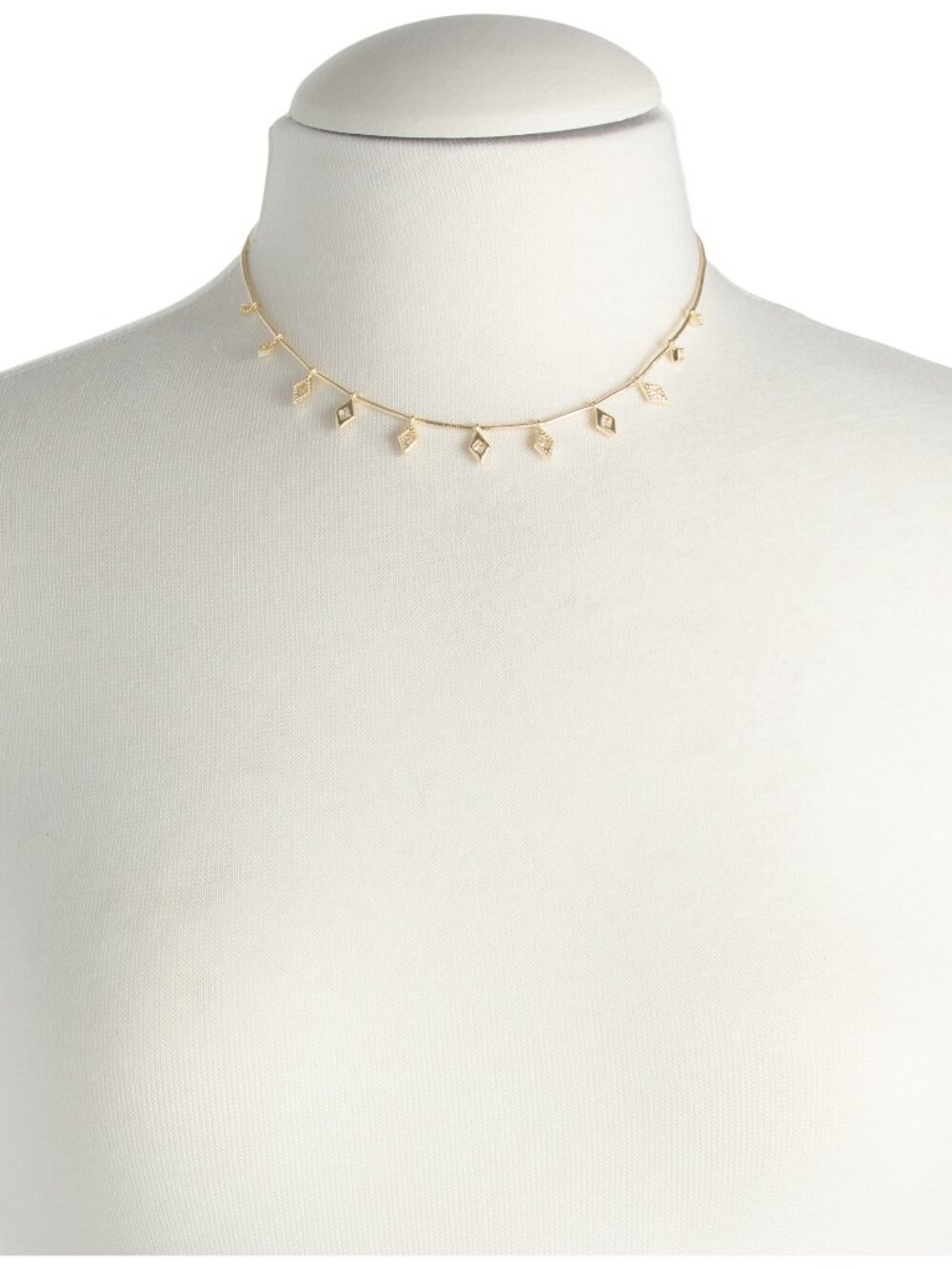 Kendra Scott Kinsley Gold Strand Necklace White CZ Cubic Zirconia Dainty NWT - Picture 3 of 4